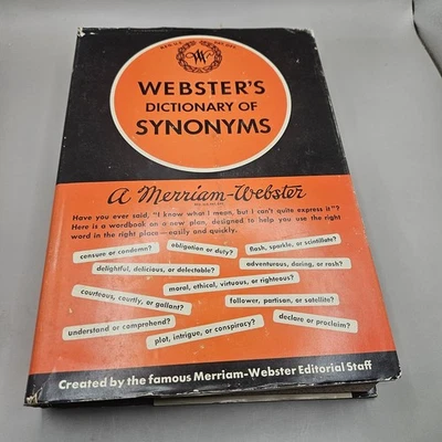 Webster's Dictionary of Synonyms 1951 First Edition Hardcover With Dust Cover - Image 1 of 4