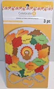 Celebrate It Thanksgiving Cookie Cutters Set of 3 Turkey Leaf Shapes New Sealed - Picture 1 of 3