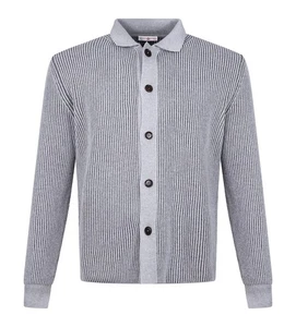 NUEVO Luciano Barbera lana cachemir acanalado cárdigan EU 52 US 42 L GRIS aju... - Imagen 1 de 5