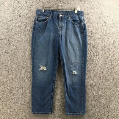 Calvin Klein Boyfriend Jeans Womens 29Wide Blue Denim Mid Rise Distressed Cotton - Image 1 of 4