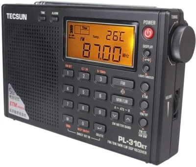 TECSUN Shortwave/AM/FM DSP processing BCL radio PL-310ET Black [NEW] - Image 1 of 4