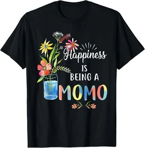 Happiness Being A Momo - Flower Art Gift for Grandma T-Shirt Hoodie - Picture 1 of 9