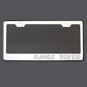 Mirror Chrome License Plate Frame RANGE ROVER Laser Engraved Metal Screw Cap - Bild 1 von 8