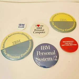 Vintage IBM Computer Lot of 6 Pins Pinback Buttons Promo Advertising Souvenoir - Picture 1 of 7