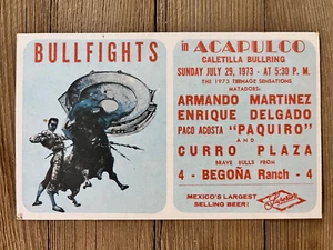 Bullfights in Acapulco Mexico Caletilla Bullring Superior Beer Vintage postcard - Picture 1 of 2