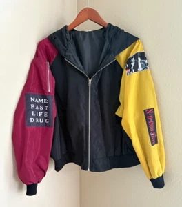 Women's T+T Brandy Melville Color Block Windbreaker Jacket w/Graphics - Picture 1 of 8
