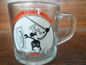 Vintage Steamboat Willie 1928 Mickey Mouse Glass Coffee Cup Mug - Picture 1 of 1