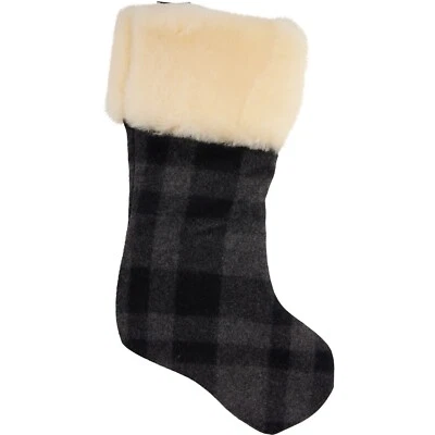 FILSON Christmas Stocking, Mackinaw Wool Shearling, Gray/Black - Made in USA - Image 1 of 2