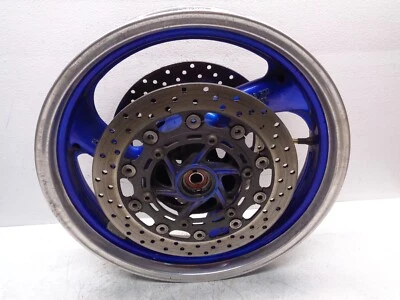 2005 Yamaha YZF600R YZF600 Thundercat OEM Front Wheel w/ Rotor Blue 17"x3.50" - Image 1 of 4