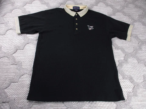 Vintage San Jose Sharks Mens Antigua Polo Shirt Black Sz Medium Embroidered Logo Cover
