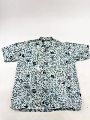 OP Hawaiian Shirt Men 2XL Blue Floral Print Short Sleeve Classic Fit Button Down - Image 1 of 4