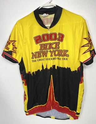 Camiseta deportiva de ciclismo Pace 3/4 cremallera amarilla New York The Big Apple XL Foto 1 de 4