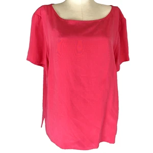 David Warren Coral Pink 100% Silk Short Sleeve Shirt Top 14 Luxury Classiccore - Picture 1 of 9