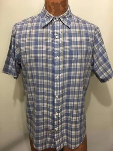 L.L. Bean S Blue Yellow Plaid Short-Sleeve Cotton Shirt - Picture 1 of 4