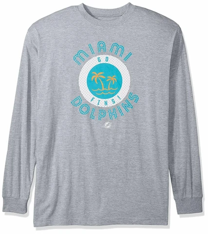 New Miami Dolphins NFL Long Sleeve T Shirt Gray Heather Mens Sz 4XT Big Tall 4X Cover