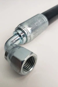 Gruppo tubo idraulico 1/4" x 17,25" 2 fili con femmina dritto x femmina 90 - Foto 1 di 6