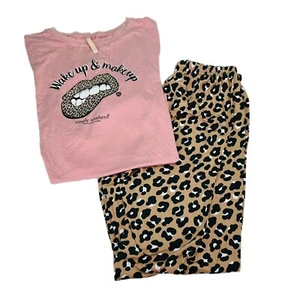 Simply Southern PJs Womens Large or XL Animal Print Pink Soft Stretch Pajamas - Picture 1 of 10
