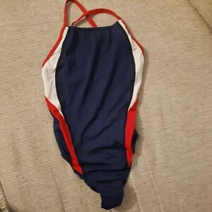 Speedo Womens Adult Swimsuit One Piece Endurance Navy blue Red Size 30