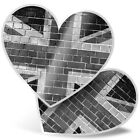 2 x Heart Stickers 15 cm - BW - Union Jack Brick Wall United Kingdom #40992