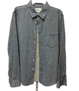 Goodfellow Co. Mens 100% Cotton Gray Long Sleeve Pocket Button Up Shirt SZ Large - Picture 1 of 5