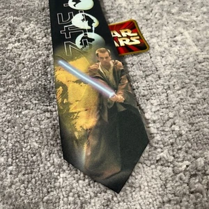 VTG Star Wars Neck Tie Mens Black Obi Wan Kenobi Phantom Menace Ralph Marlin USA - Picture 1 of 7