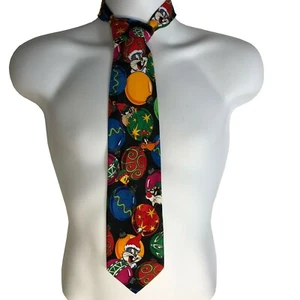 Looney Tunes Mania Christmas Neck Tie Bugs Bunny Daffy Duck 1994 Vintage - Picture 1 of 6
