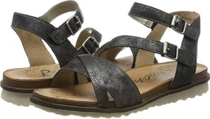 REMONTE Women's Size 44 Grey Leather Slingback Ankle Strap Strappy Sandals - Picture 1 of 6