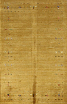 Alfombra india color dorado de alta calidad lana hecha a mano Gabbeh 5x8 pies Foto 1 de 4