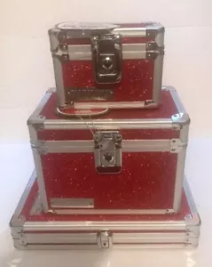 VAULTZ RED GLITTER STORAGE BOX LOT OF 3 NEW CONDITION - Picture 1 of 7