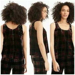 J.Crew Velvet Tank Top In Stewart Tartan Multicolor Soft Lined Layering Sz 2 - Picture 1 of 8