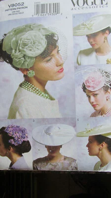 *Vogue 8052 Retro Hats Vintage 1950's Style All Sizes Uncut Sewng Pattern - Image 1 of 2