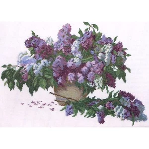 RTO R187 Vase de Lilas Broderie Point de Croix compté - Imagen 1 de 3