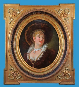"Retrato de una dama de la Belle Epoque" probablemente de Frdr. Georg Papperitz (1846-1918) - Imagen 1 de 10