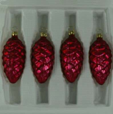 Lauschaer Glas Christbaumschmuck Tannenzapfen dunkelrot matt mundgeblasen - Bild 1 von 4