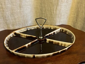 Pfaltzgraff Handle Divided Relish Serving Platter w/handle Brown Drip USA-397 - Picture 1 of 5