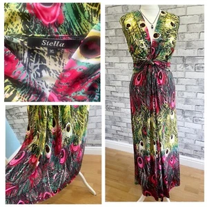 Stella Maxi Dress Size 12 Vibrant Knot Front Stretchy Summer Holiday Peacocks - Picture 1 of 17