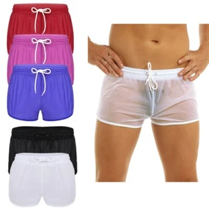 Men's See Through Mesh Shorts Swim Trunks Drawstring Boxer Briefs Underwear - Picture 1 of 51