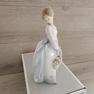 Lladro Basket of Love Porcelain Statue Figurine 7622 Retired w/Box Vintage 1990s - Picture 1 of 12