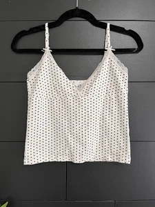 BRANDY MELVILLE JOHN GALT White Lace Trim Heart Print Tank Top One Size EUC - Picture 1 of 6