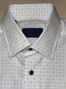 DAVID DONAHUE MENS WHITE/BLUE REGULAR FIT DRESS SHIRT SIZE 15.5/32-33 $165 - Picture 1 of 10