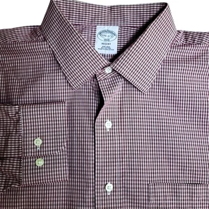 Camisa de vestir Brooks Brothers Regent 1818 Gingham 17 1/2 2/3 sin planchar todo algodón - Imagen 1 de 7