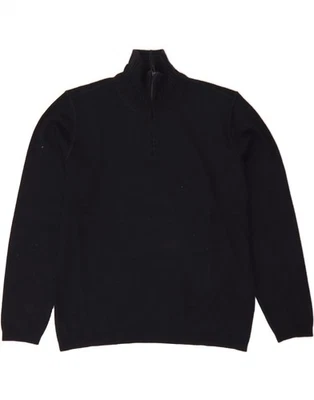 Suéter Jersey MASSIMO DUTTI Para Hombres Cremallera Cuello XL Azul Marino Lana DJ58 Foto 1 de 3