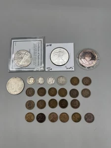 Lote de 27 monedas de plata vintage, centavos, monedas de diez centavos, níquel y otros - Imagen 1 de 13