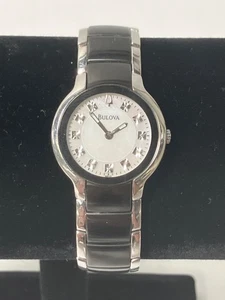 Bulova (C960894) Womens Diamond Collection Black & Silver Toned Wristwatch - Picture 1 of 6