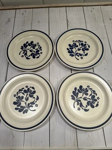 Rarität Ligonier Royal China Steinzeug Set 4 Teller 7 1/8" blaue Blumen 8 verfügbar - Bild 1 von 6