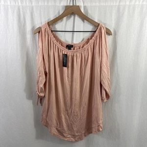 Lane Bryant Cold Shoulder Pink Top 3 Quarter Sleeves Women’s Size 14/16 NWT - Picture 1 of 13