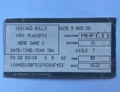 Chicago Bulls Pistons NBA Playoffs May 21 1991 Ticket Stub Michael Jordan 35 Pts - Image 1 of 2