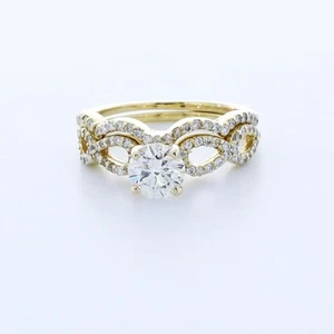 0,90ct G-VS2 runder natürlicher zertifizierter Diamanten 14k Gold Ring mit Ehering - Bild 1 von 4