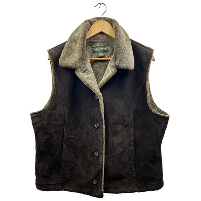 Eddie Bauer Leather Vest Men XL Brown Sherpa Lined Outdoor Ranch Western - Image 1 of 4