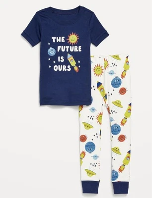 Antiguo Pijama Azul Marino Niño Pequeño 2T Pantalones Camisa 2 Piezas Conjunto Lindo Espacio Pijamas Nuevo Foto 1 de 3